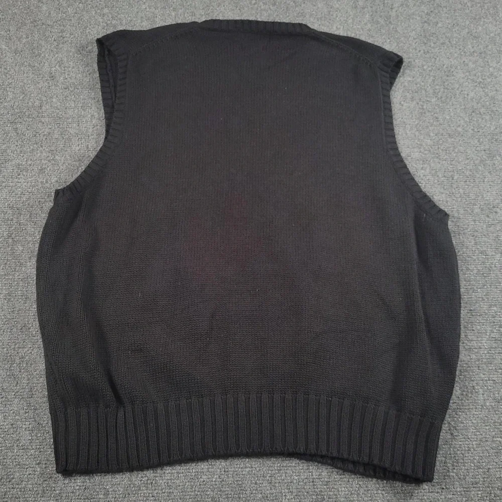 Vintage Polo Ralph Lauren Sweater Vest Mens XL Black Cotton V Neck Pony Logo